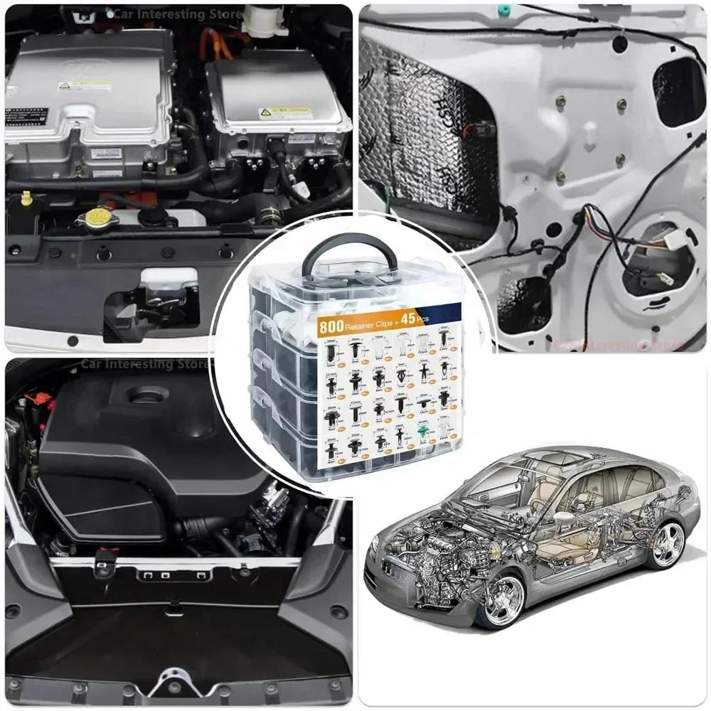 New 845pc-100Pc Car Fastener Clip Kit Fender Rivet Clip Auto Body Push Retainer Pin Rivet Bumper Door Trim Panel Retainer Repair