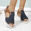 Large Size Women's Sandals 2025 Summer New Flat Bottom Wedge Heel Fish Mouth Casual Buckle Belt Outer Wear Women's Sandals Spot