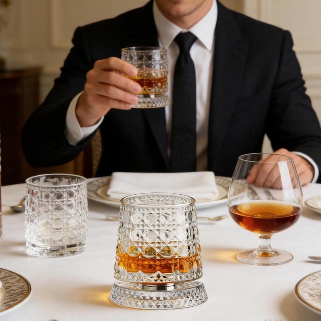 Creative Whiskey Glasses Durable Spinnings Glassware Cocktails Wine Brandy Cup Water Juice Tea Mug Party Drinking Glass Tumbler