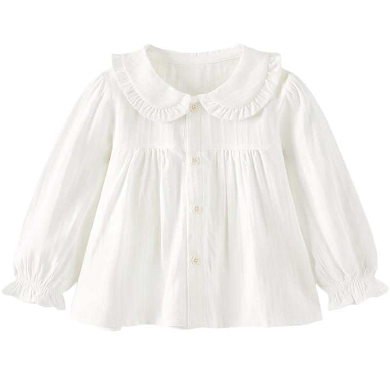 TONGTAI Girls  Pure Cotton Long Sleeve Peter Pan Collar Shirt 90cm
