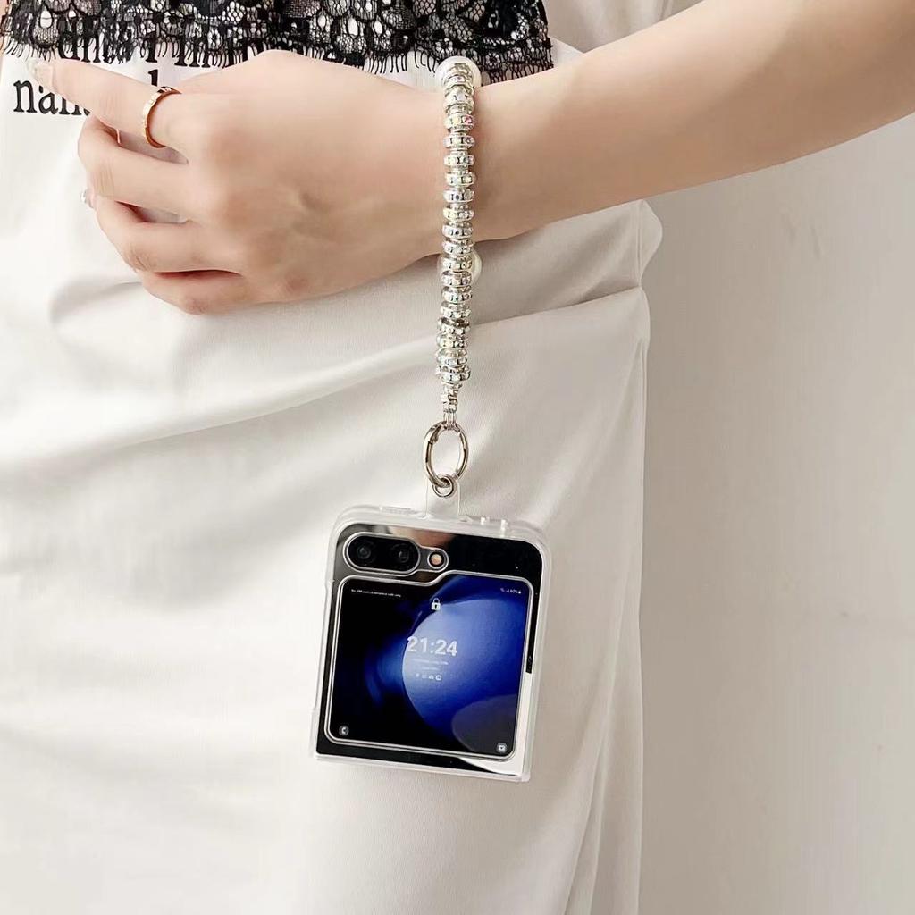 Fashion Butterfly Mirror Folding Phone Case With Bracelet For Samsung All-inclusive Girl Cartoon Phone Case