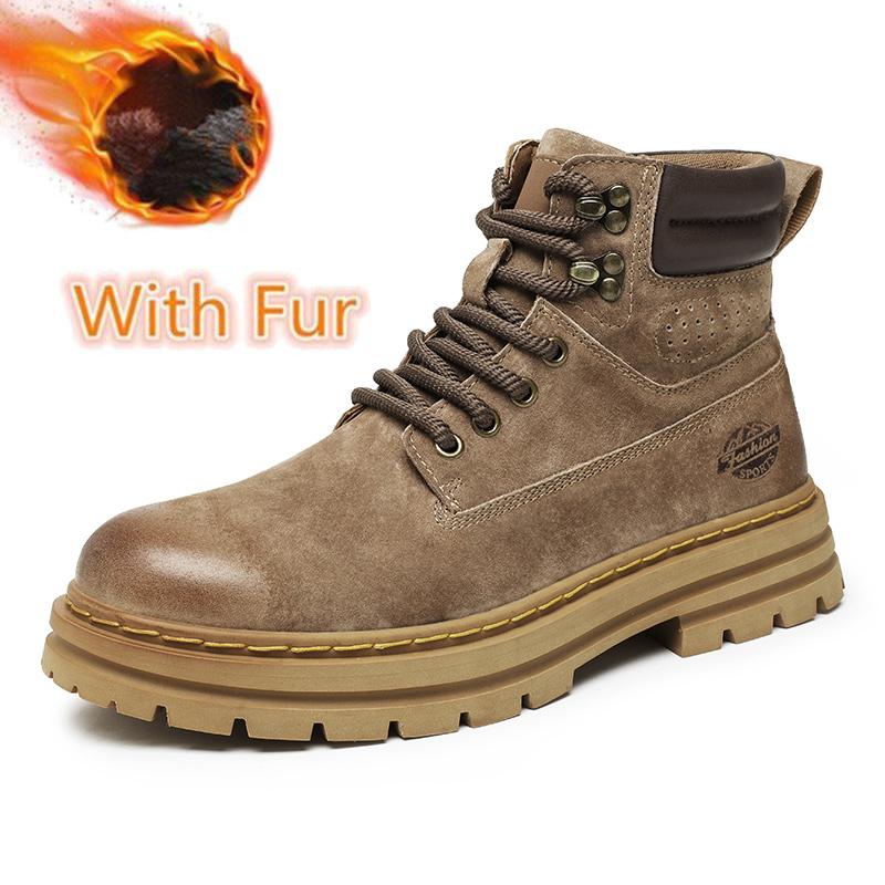 

Мужские высокие кроссовки Высококачественная замшевая кожа Ботинки до середины икры Модные уличные мотоботы Мужские шнуровка Нескользящие ботильоны 45