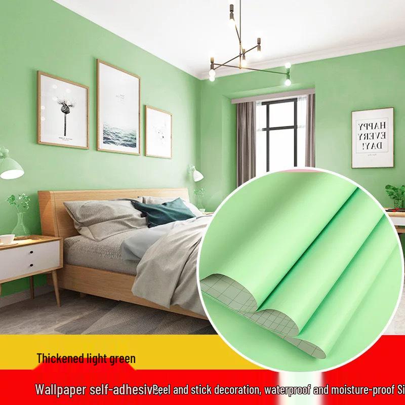 Self-Adhesive Waterproof PVC Wall Mural - Solid Color, Thickened Wallpaper/Sticker for Dorms (White/Black)