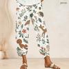 Women Plus Size Loose Fit Printed Cropped Pants Cross Hem With Pockets