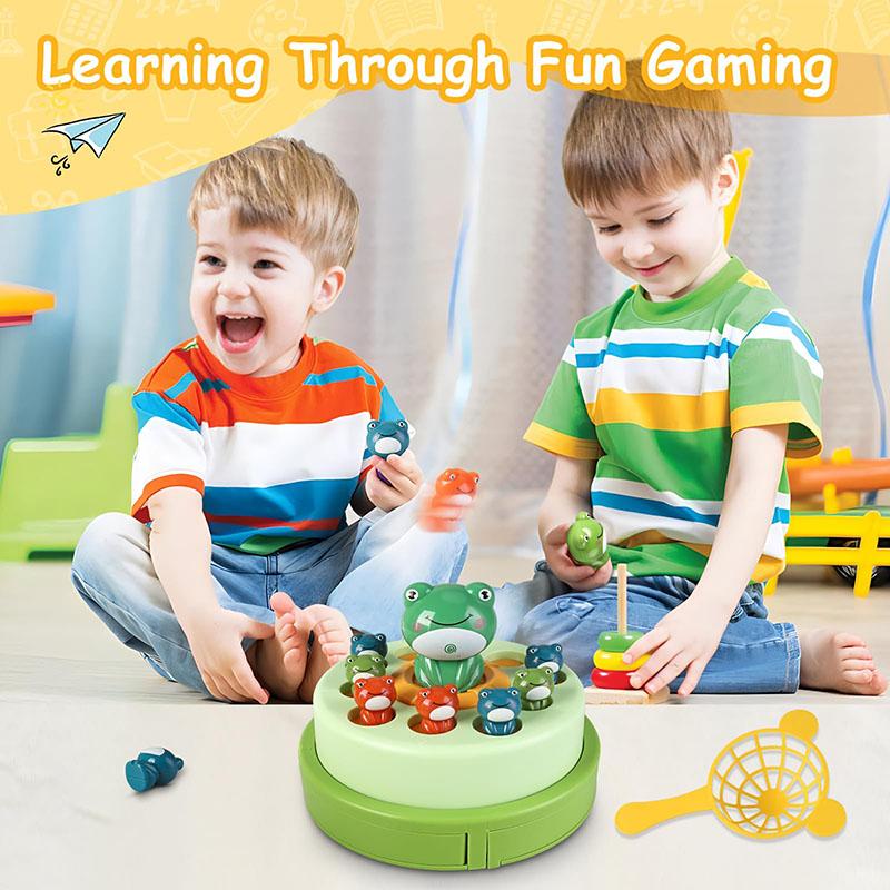 Fun Children'S Catapult Turntable Cartoon Net Fishing Bouncing Little Frog Concentration Interactive Training Puzzle Desktop Toy