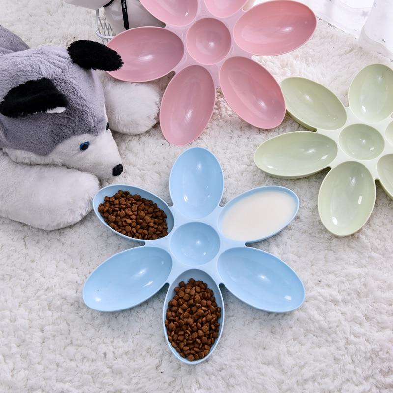 

Dog Feeding Bowls 6 Connected Bowls for Small Dogs Cats Petal Shape Water Food Feeder Bowls Feeding 6 Pets Eat The Same Time зелений