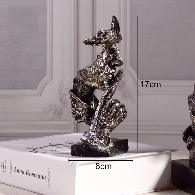 Il Silenzio è Oro Personaggio Retrò Resine Statua Scultura Astratta di Volto Umano Decorazione da Scrivania Arredamento Decorazioni per la Casa Vintage