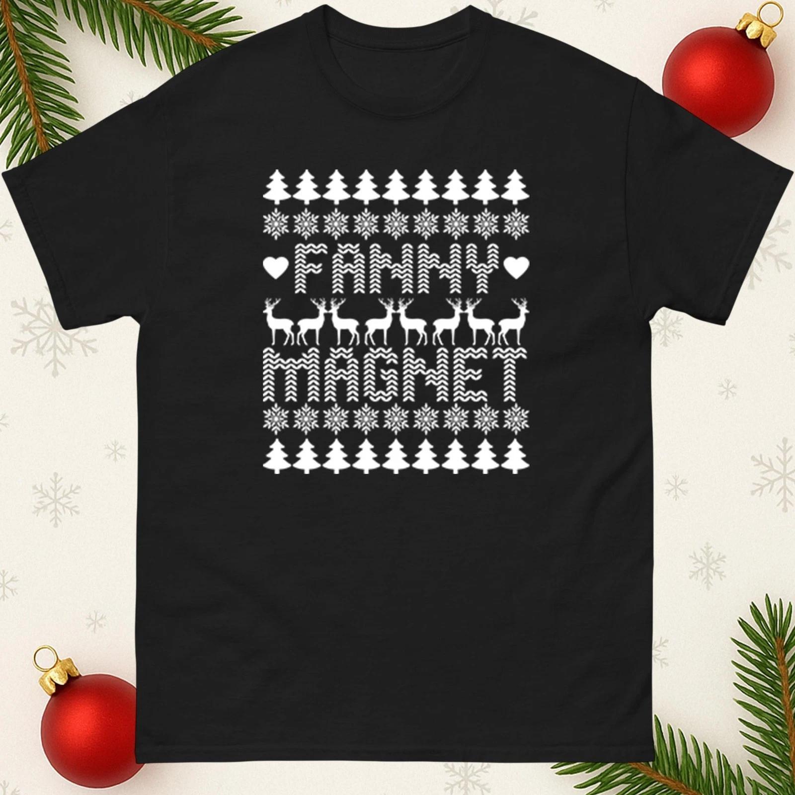 Funny Rude Christmas F%$$Y Magnet T Shirt, Ugly Xmas Novelty Adult Humour Tee 2XL