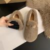 Plush Shoes Single Shoes Flat Shoes Cute White Plush Shoes Women's Shoes Wear Winter Plush Versatile Warm Cotton Shoes