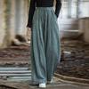 Johnature Pantalones casuales de pierna ancha para mujer, pantalones tie-dye de cintura elástica, otoño, bolsillos, cinturón, pantalones largos