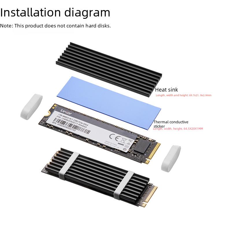 NVMe M.2 2280 SSD Heat Sink for PS5 with Thermal Grease