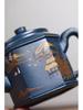 Authentic Yixing Zisha Palace Lantern Teapot: Aged Sky Blue Clay, Green Mountain Setting, High-End Tea Set