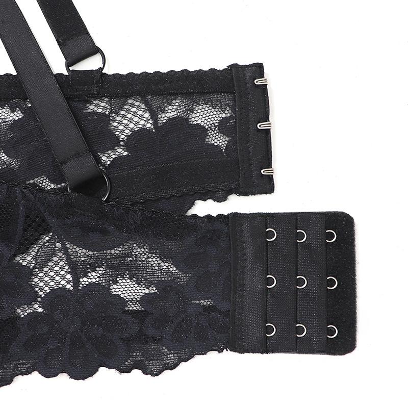 Women's Large Size Lace Underwear Translucent Push-up Bra Ultra-thin Breathable Lingerie CD Cup Large Breasts
