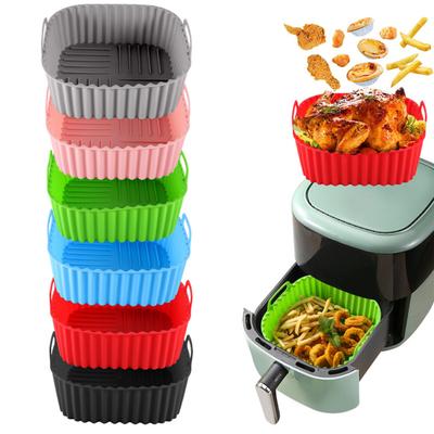 Silicone Air Fryer Basket Non-Stick BPA-Free Baking Pan with Handles Dishwasher Oven Safe Even Heat Distribution Air Fryer Accessory