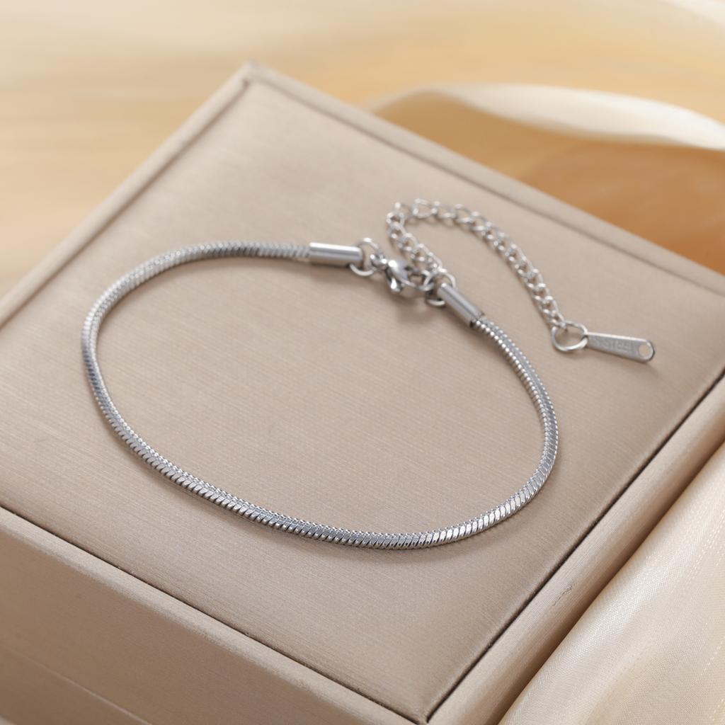Teamer Stainless Steel Square Snake Chain Bracelet for Men Women Fashion Minimalist Summer Beach Foot Jewelry Gift Wholesale