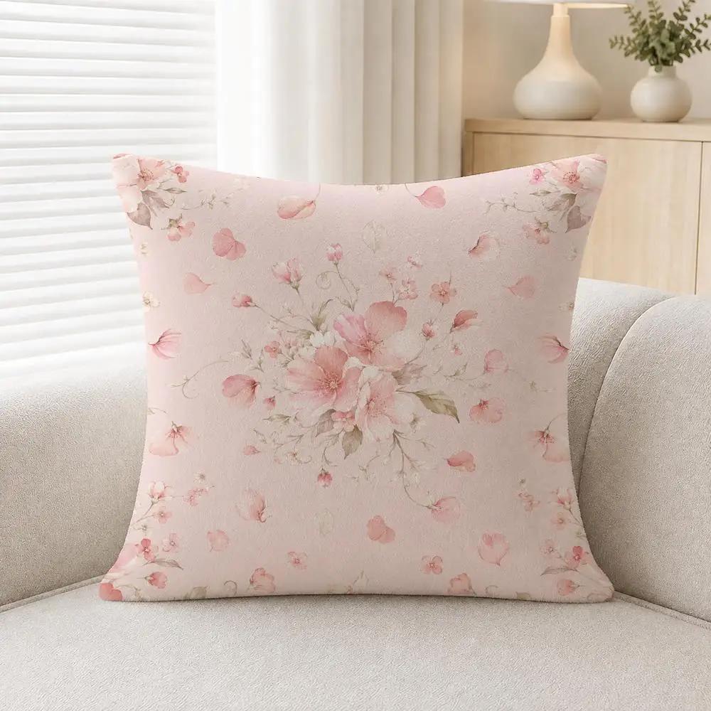 Floral Print Petal Illustration Print Cushion Cover Soft Plush Fluffy Throw Pillow Cases For Sofa Bedroom Home Decor