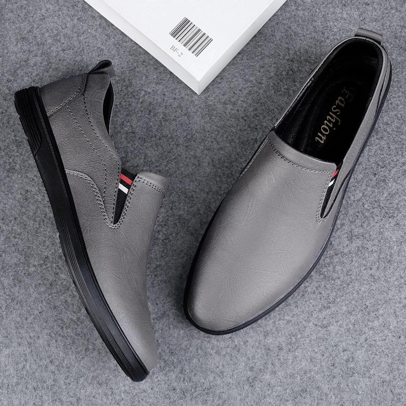 Fashion Gents Men's Shoes Genuine Leather Handmade Dress Men's Shoes Round Toe Italian Casual Cow Leather Loafers Dress Shoes for Man