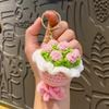 Hot Woolen Hand-Held Flower Sunflower Keychain Pendant Simulation Rose Handmade Crochet Ins Style Bag Hanging Accessory In Stock