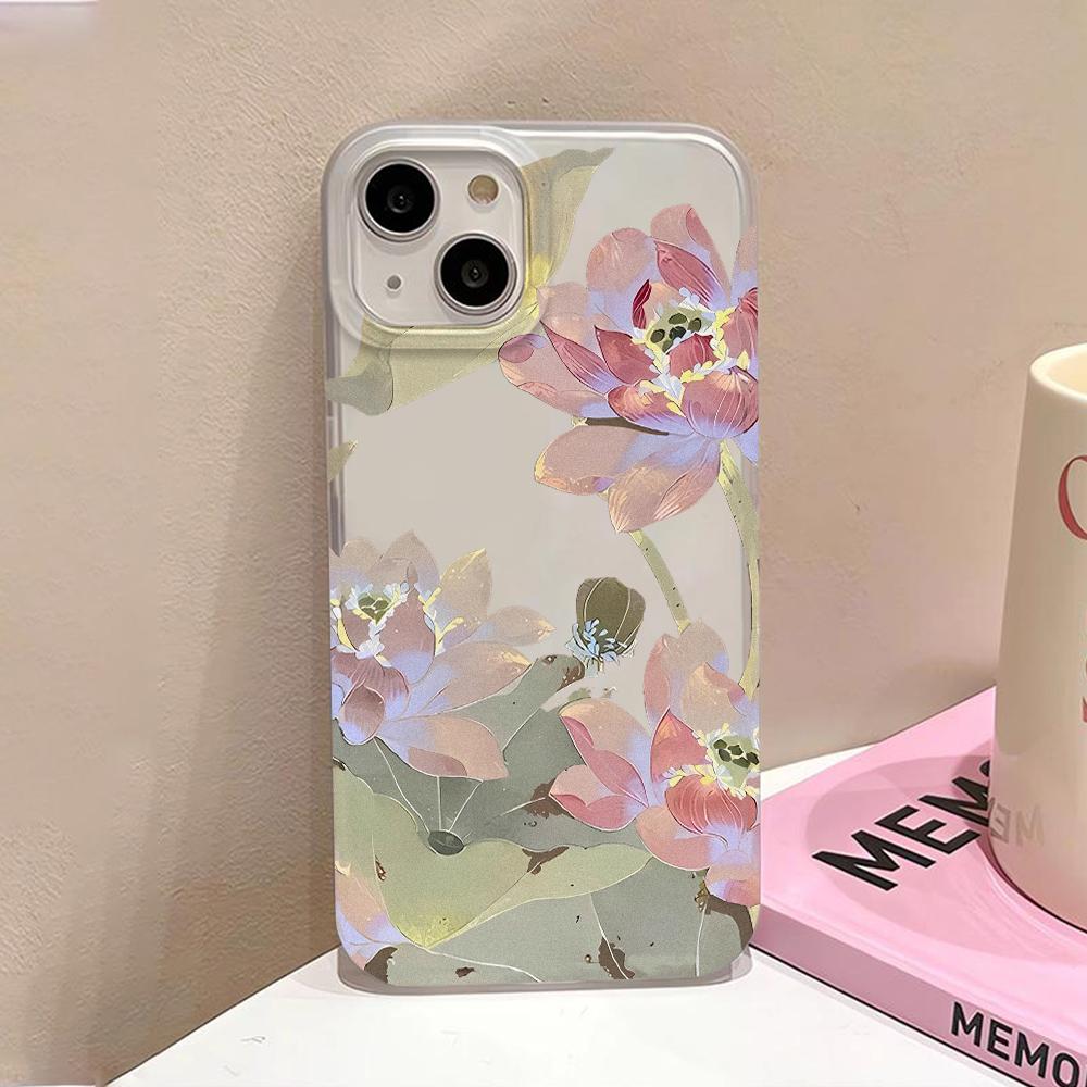 Flower Clear Phone Case For iPhone 15 16 Pro Max Case iPhone 13 11 12 14 Pro Max Plus 12 13 Mini Shockproof Silicone Soft Cover