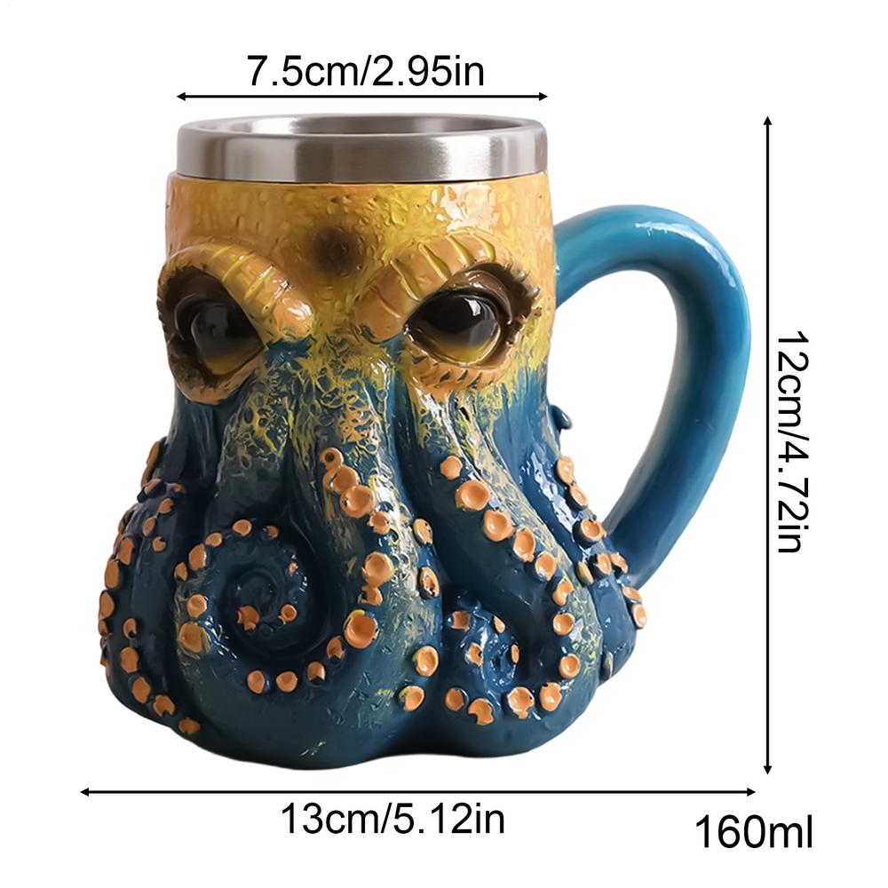 Drinking Cup 160ml Octopus Design Multifunctional Cups Octopus Coffee Mug for Hot Cold for Milk Ice Water Juice Latte Tea Beer