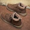 Modische Winter Baumwollstiefel für Herren High Top Lederschuhe Warme Fell Knöchel Kurzstiefel Retro Herren Sneaker Reißverschluss Herren Arbeitsschuhe Botas