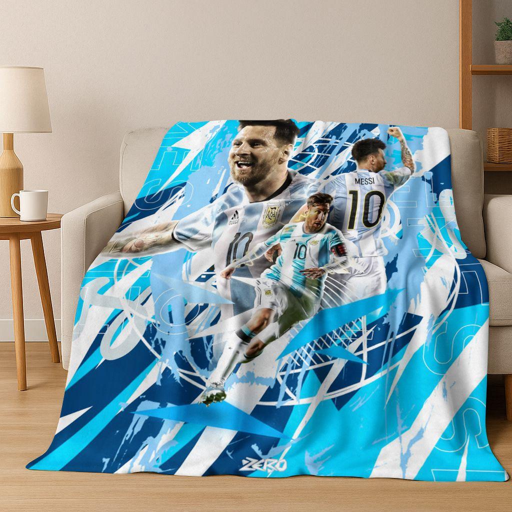 Coperta in Flanella con Disegno Animato M-Messi Capra Stella del Calcio, Coperta Morbida e Accogliente per Casa Camera da Letto Letto Divano Coperta da Picnic