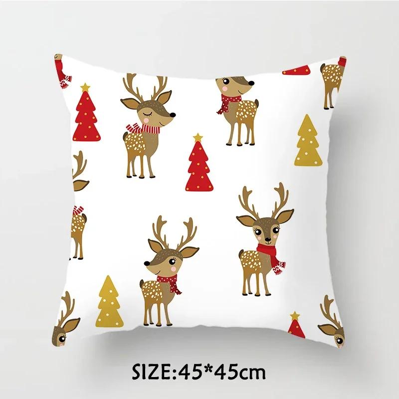 Christmas Pillowcase  Tree Santa Claus Elk Cushion Cover Merry  Home Happy New Year Gift