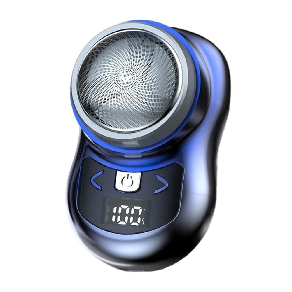 

Портативная мини-электрическая перезаряжаемая бритва с цифровым дисплеем мощности, мужская бритва, водонепроницаемая беспроводная бритва для бороды, бритва для лица и тела светло-синий