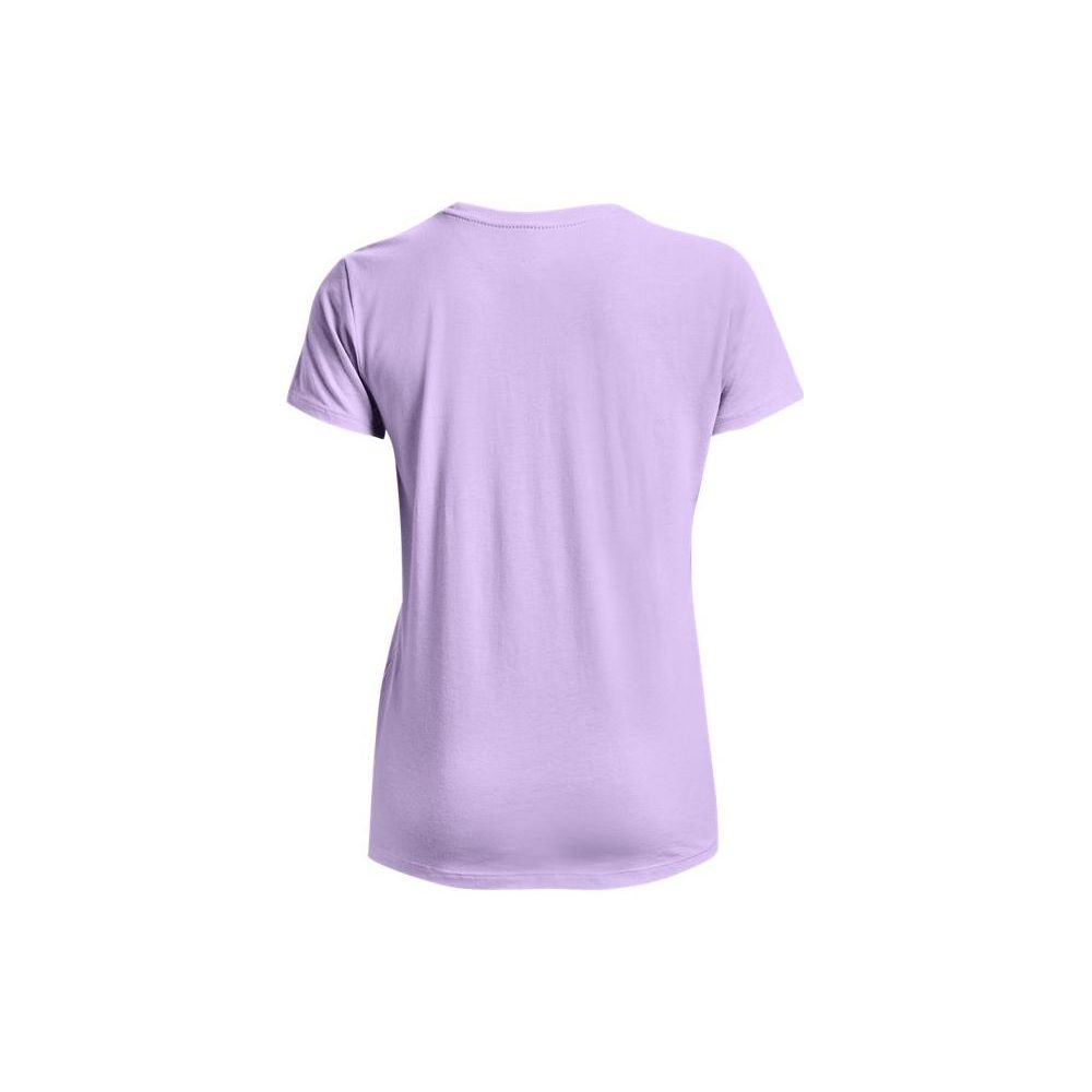 Under Armour Logo Print Solid Color Round Neck Short Sleeve T-Shirt Women T-Shirts Purple 1370760-515