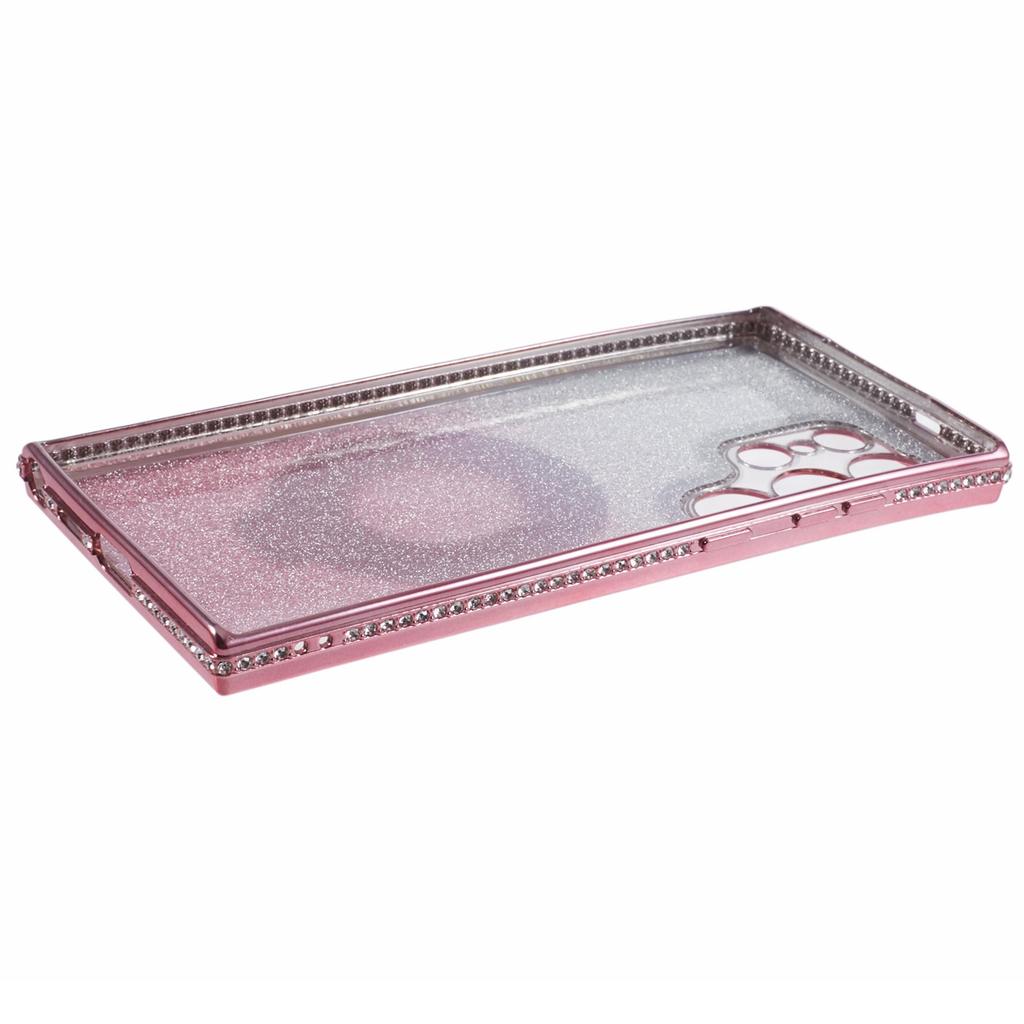 For Samsung Galaxy S23 Ultra TPU Case Rhinestone Gradient Phone Cover with Ring Kickstand