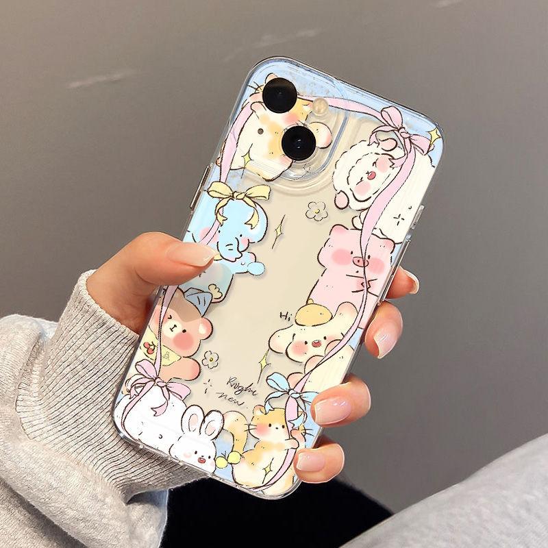 Fun butter bear applies to iPhone17promax Apple 16 mobile phone case 14/13 transparent 15pro all-inclusive.