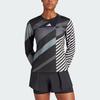 Adidas Tennis Heat.Rdy Pro 3/4 Sleeve Long Sleeve Top Striped Color Block Round Neck T-Shirt Women Tops Black IL9592