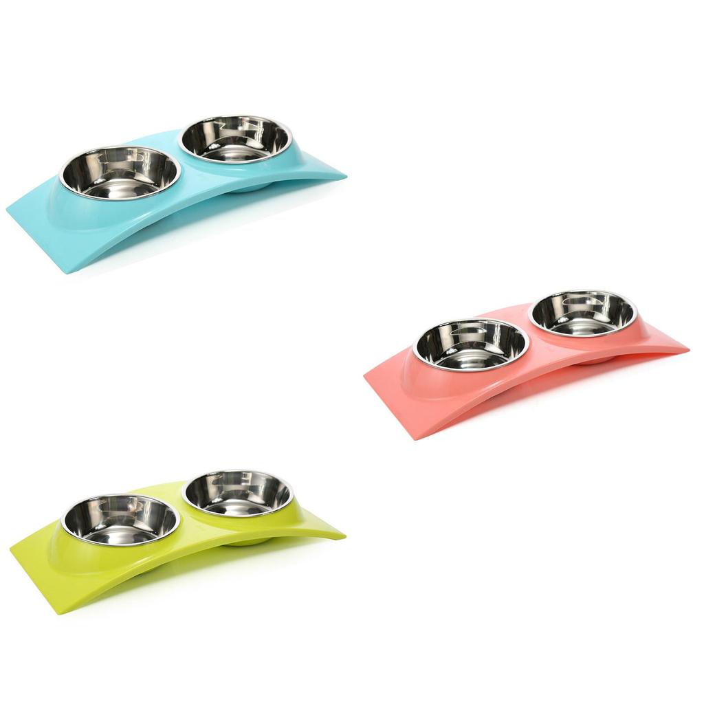 Versatile Double Food Water Pet Feeding Bowl For Cats And Dogs Featuring Timeless Round Shape