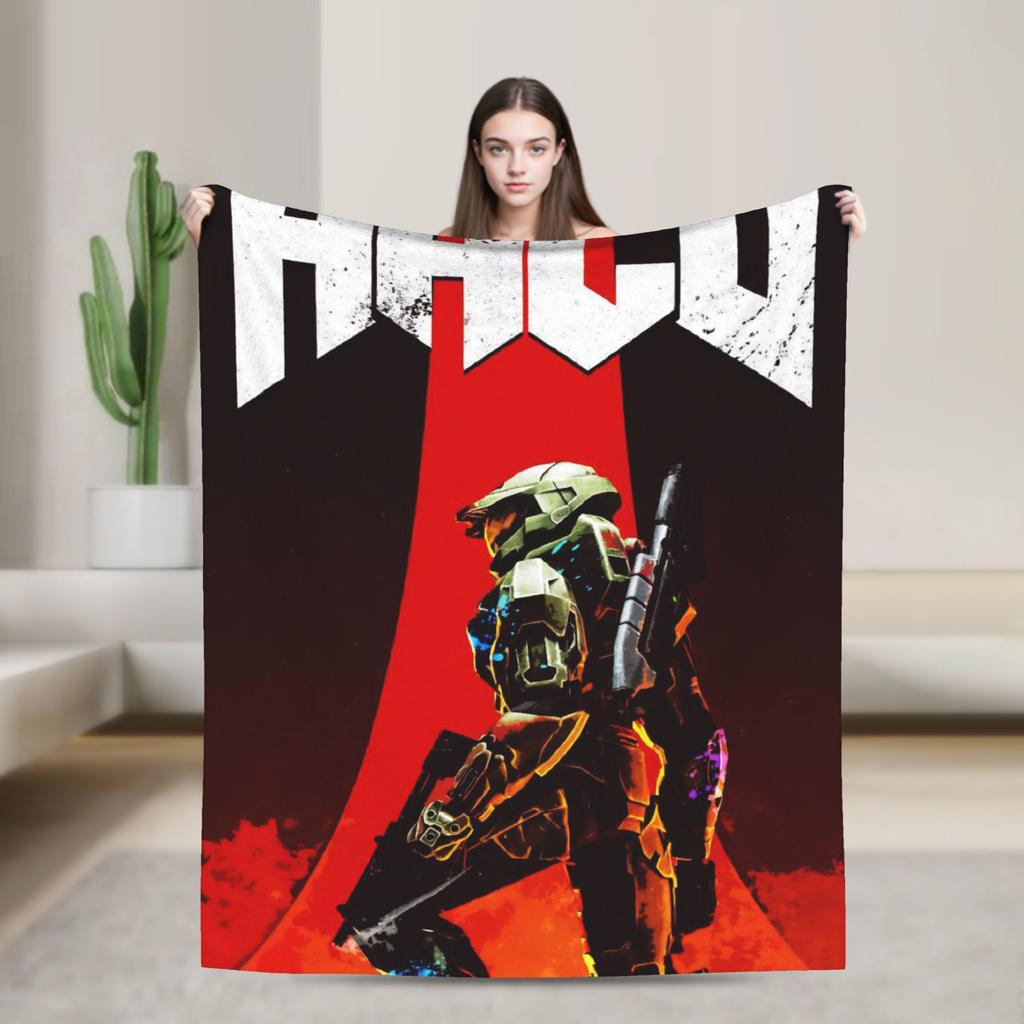 Game H-Halo I-Infinite Warm Soft Blanket Camping Plush Throw Blanket Street Trend Bedroom Flannel Bedspread Sofa Bed Cover