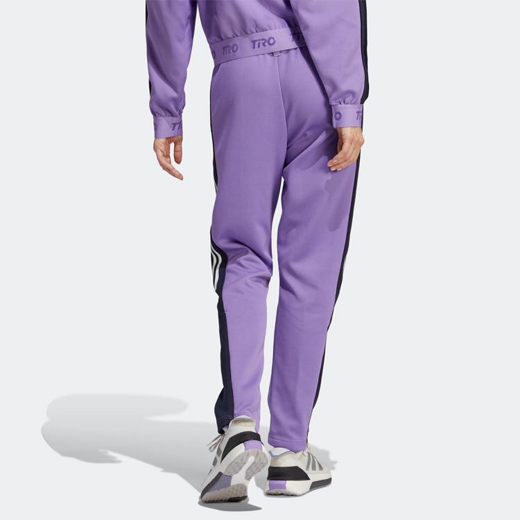 Adidas Side Stripe Printed Casual Sports Pants Women Pants Purple HY3849