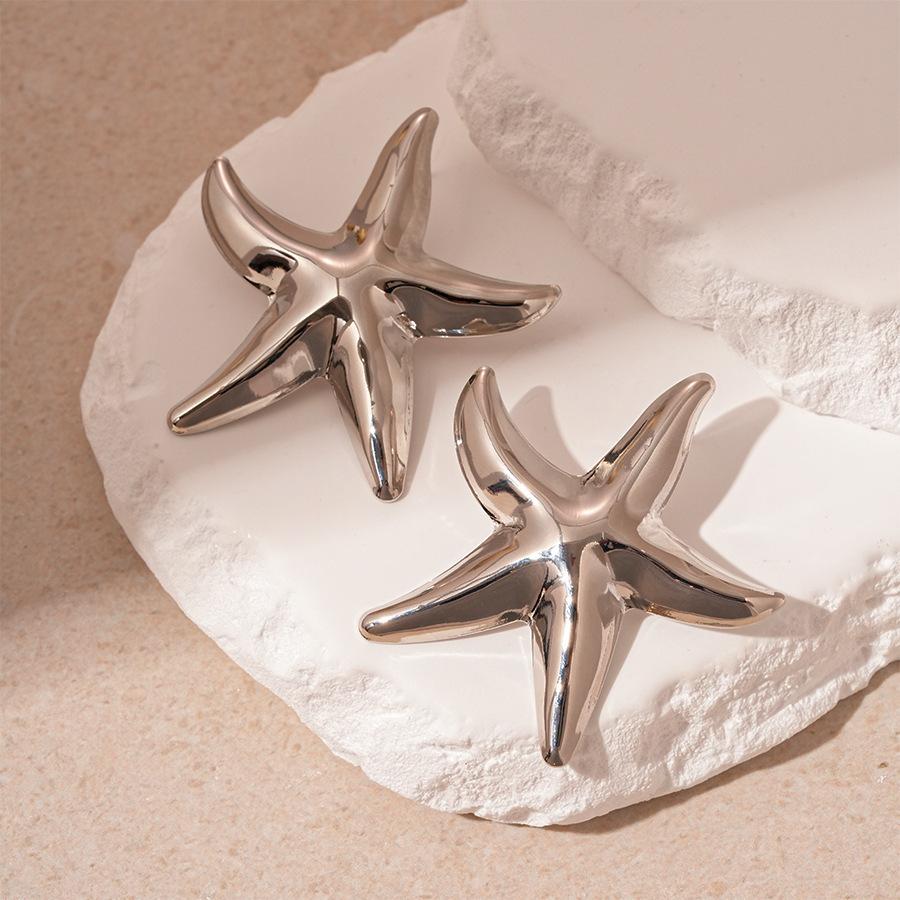 Seaside Vacation Wind Starfish Ocean Series Silver Needle Earrings Summer Personality Temperament Necklace Bracelet Earrings