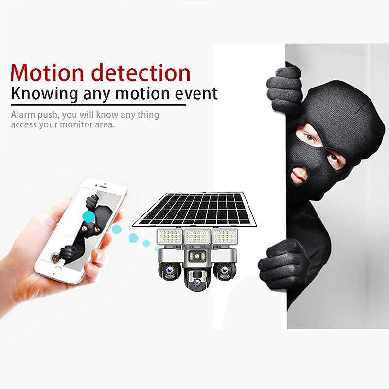 Outdoor Solar Surveillance Camera HD Night Vision Low Power Consumption Multifunctional Three Ball Street Light Camera