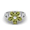 6X4mm Pear Shape Peridot 925 Sterling Silver Floral Art Deco Women Engagement Ring