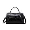 Ladies' Genuine Cowhide Leather Shoulder Bag with Flip Cover - Crossbody & Shoulder Style, Crocodile Pattern Pillow Bag
