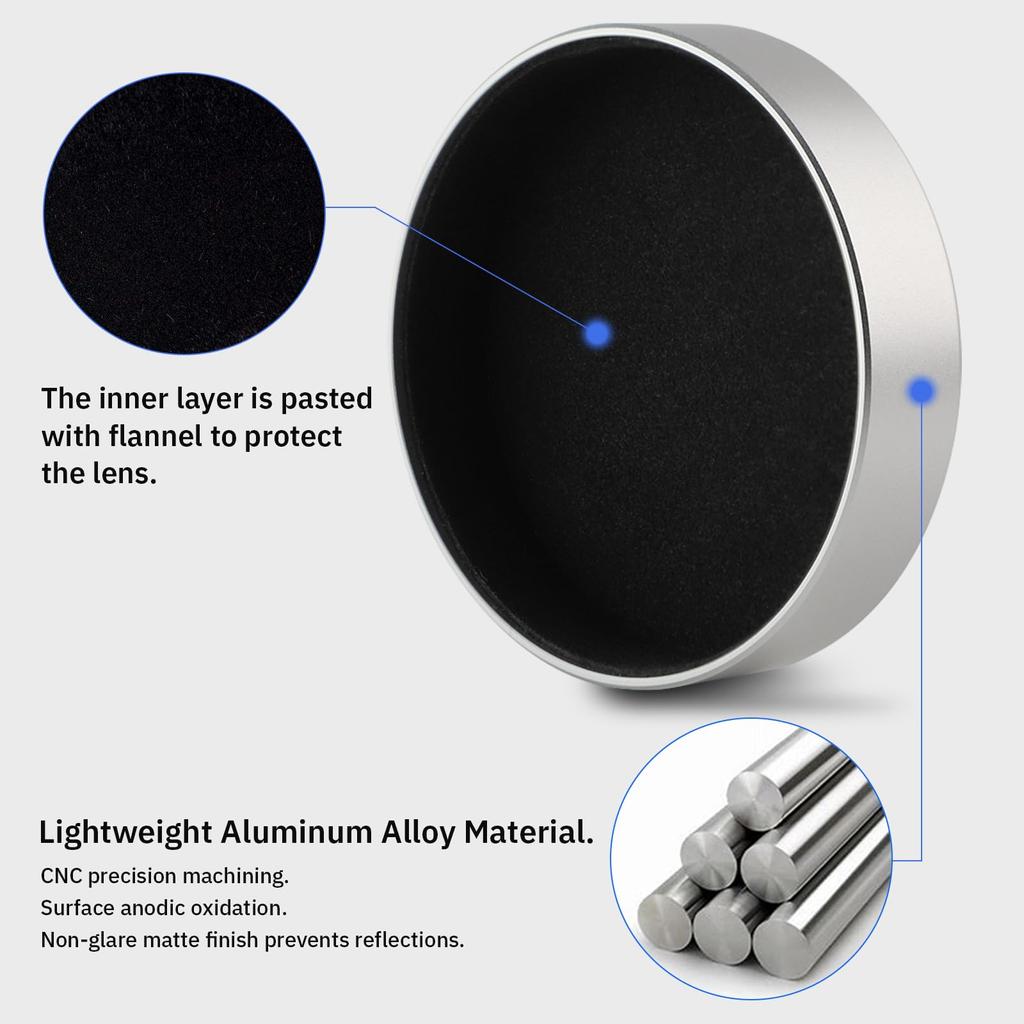 Haoge Metal Front Lens Cap Cover for Leica Q3, Q3, Q2, Q Type 116, Q Type 116, Silver Digital Camera Accessories