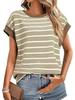 Dámské pruhované volné pletené tričko 2025: Evropská a americká móda, léto/jaro s kulatým výstřihem
