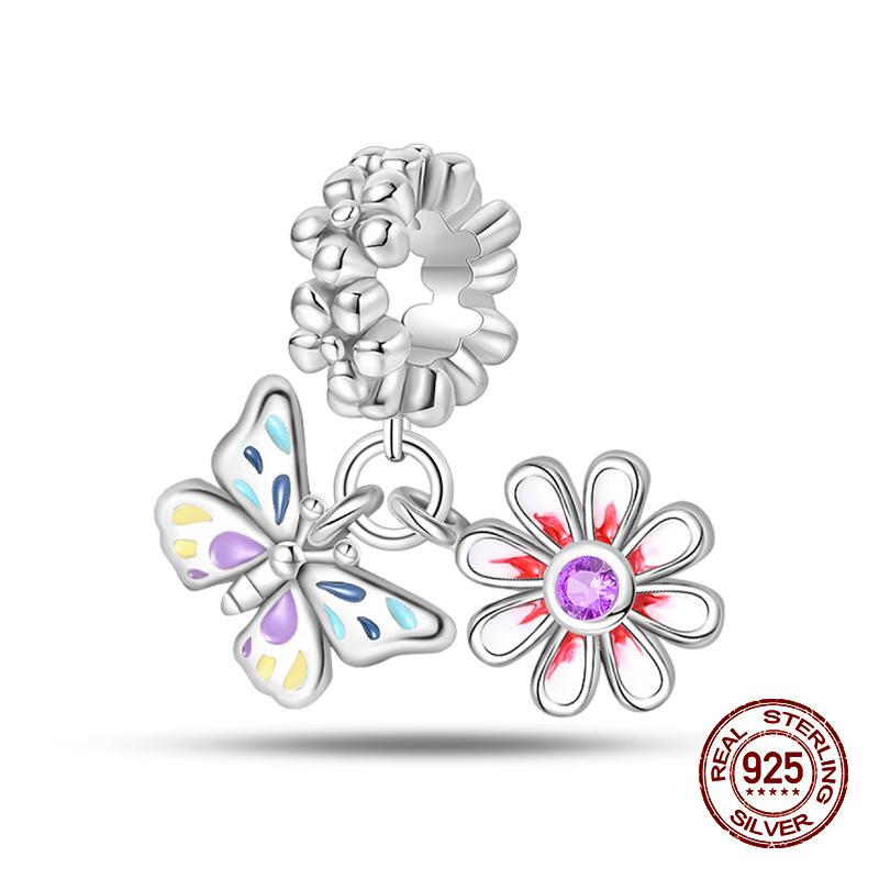 copper Butterfly Tulip Iris Flower Charm Bead Charms Bead Charms Compatible With Pandach Authentic Bracelets Fine Do It Yourself Valentine Jewellery G