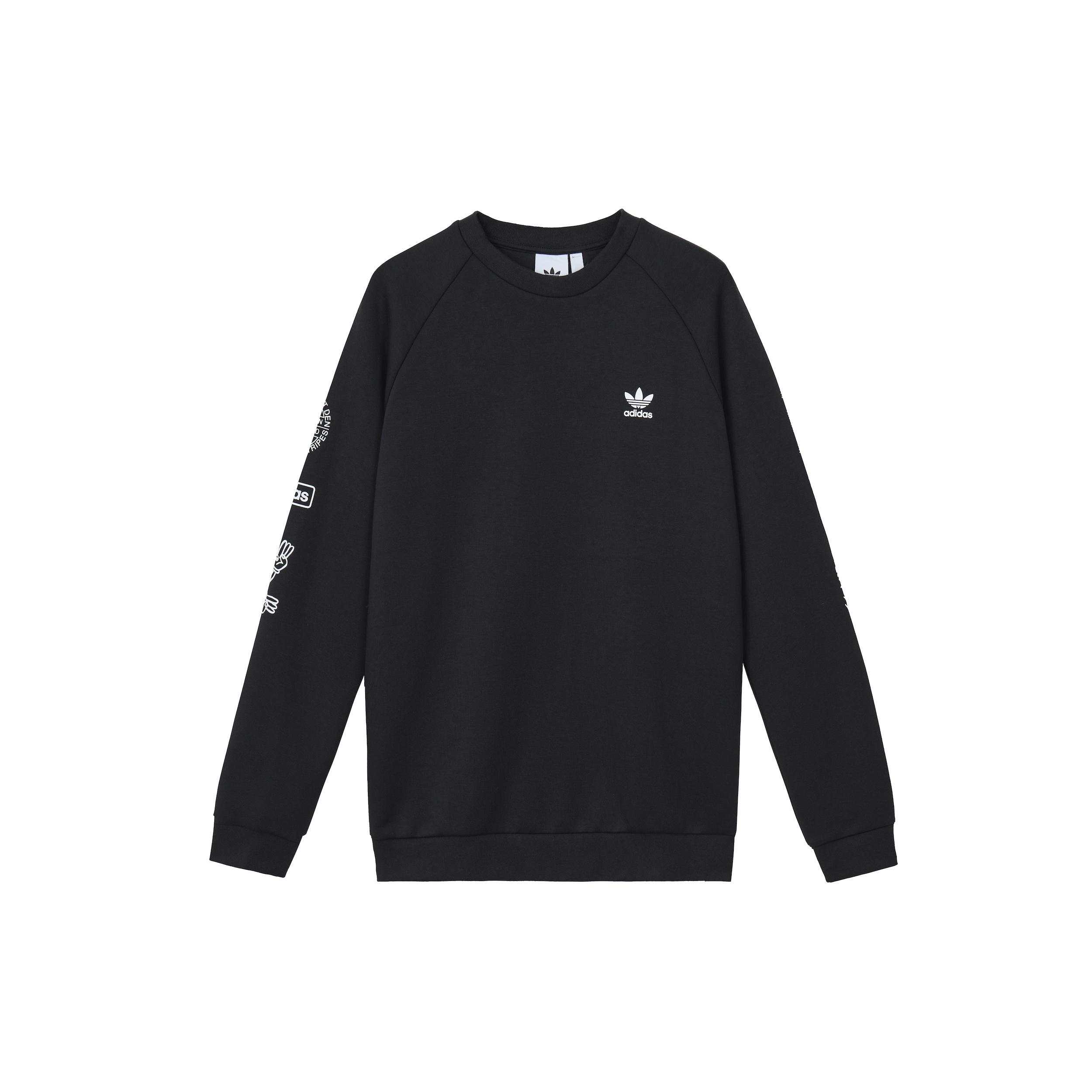 adidas originals Graphic Crew logo Printing Casual Sports Round Neck Pullover Black Men s DP8576 M