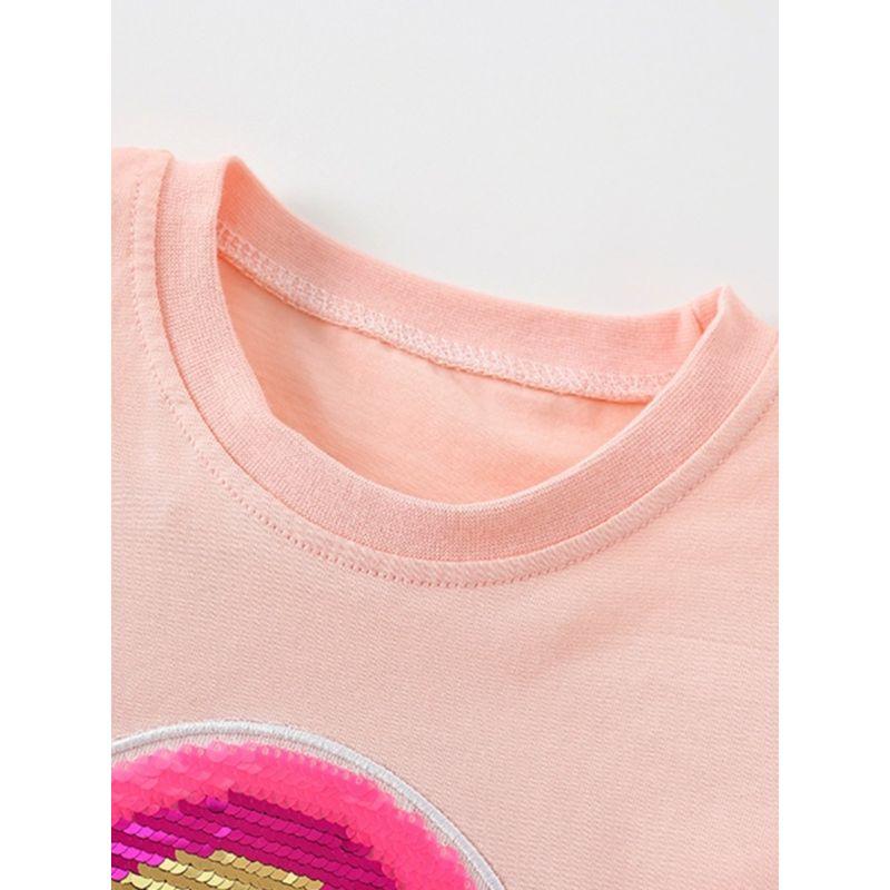 Rainbow Style Girls' Short-Sleeved T-Shirt Pink Top Kidsren's Pure Cotton Summer Wear Baby Half-Sleeved T-Shirt Base Layer Clothing 8