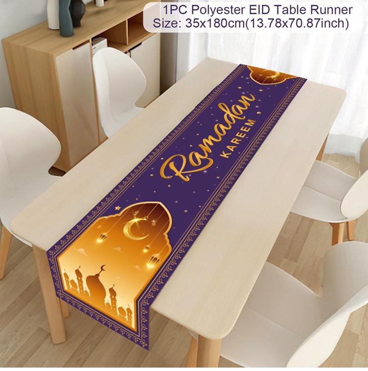 Eid Mubarak Tablerunner Ramadan Decoration For Home 2025 Islamic Muslim Party Supplies Eid Al Adha Ramadan Kareem Tablecloths