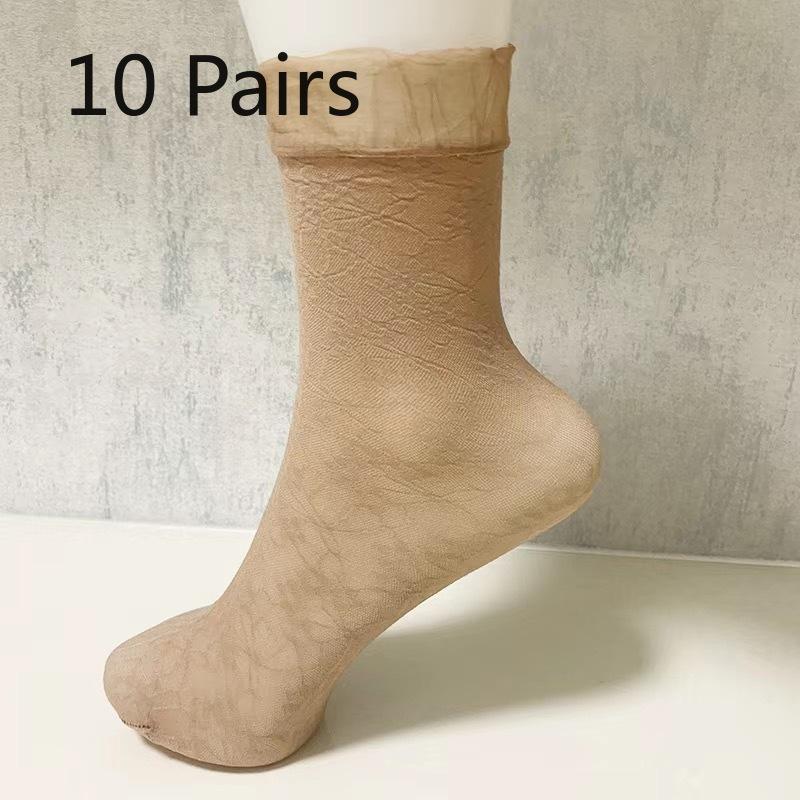 

10 пар тонких кружевных чулок-труб без швов, устойчивых к износу и зацепкам, из шелка, с противоскользящим эффектом 10 Pairs