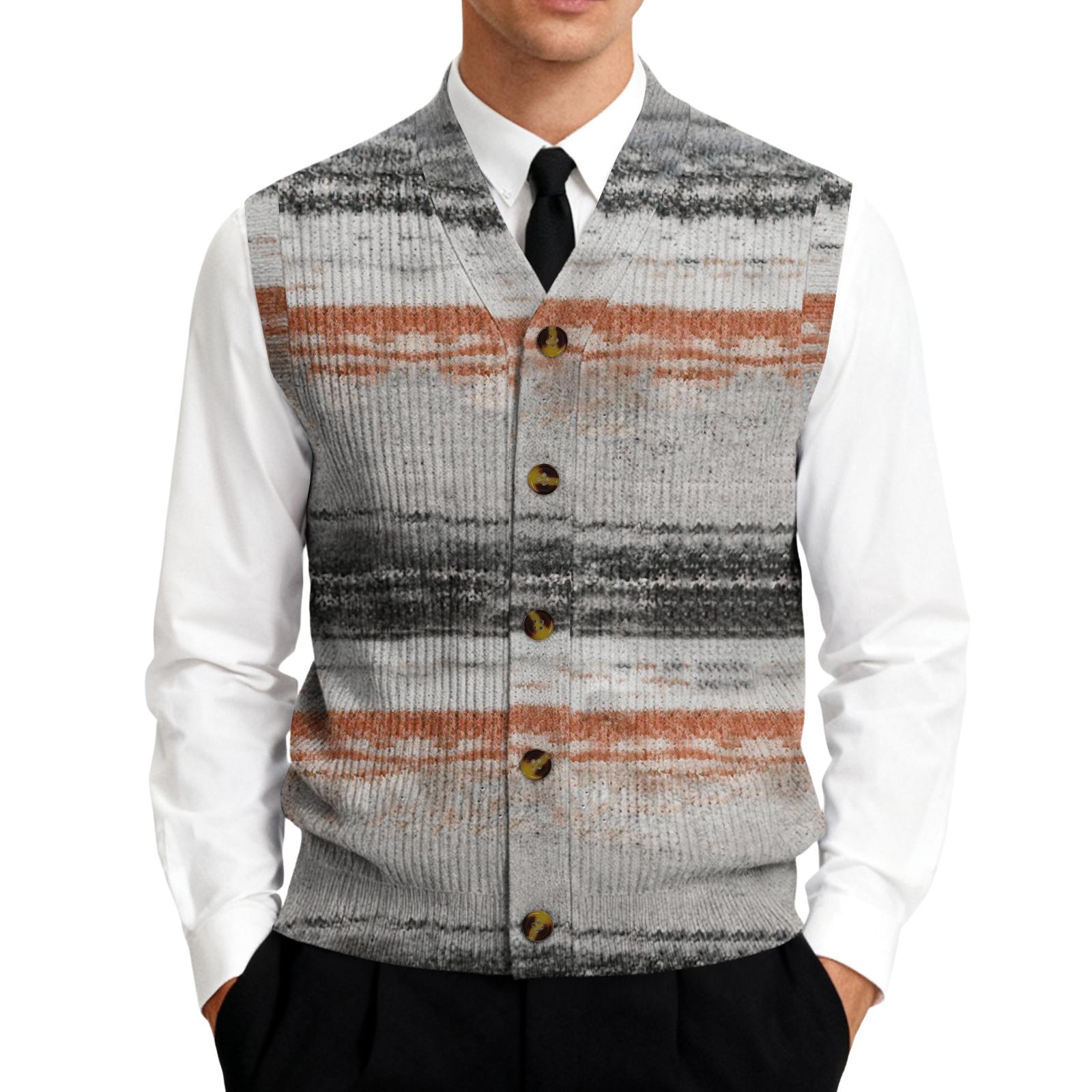 

Мужской вязаный кардиган-жилет без рукавов с V-образным вырезом XXXXXL