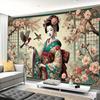 2D Japanese Geisha Cherry Blossom Backdrop Party Background Banner