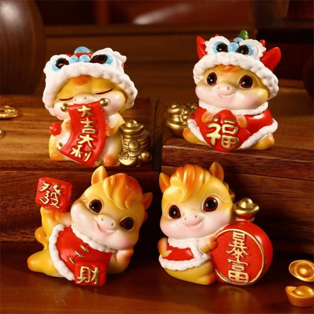 Resin New Year Mascot Miniature Cartoon Zodiac Ornaments Cute Horse Figurine  Cabinet