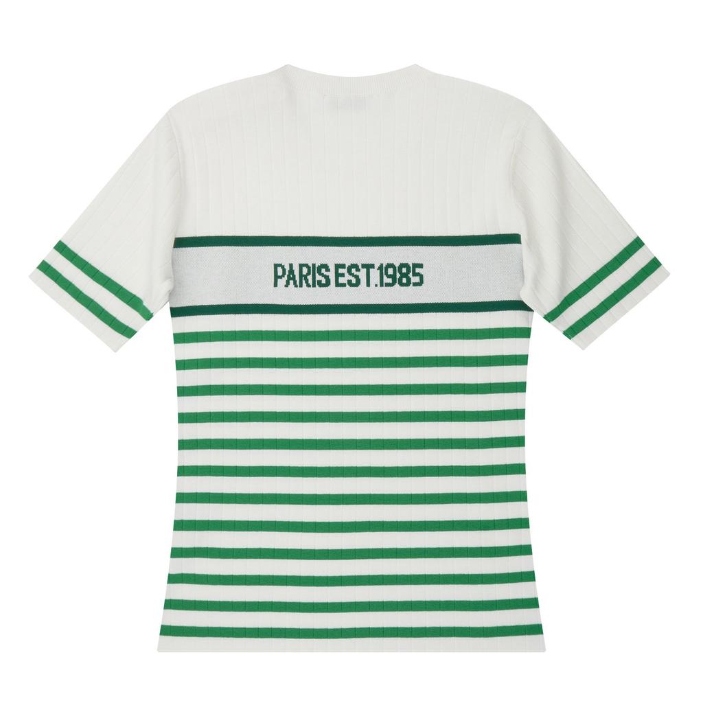MARTINE GOLF Stripe Round Sweater_Green